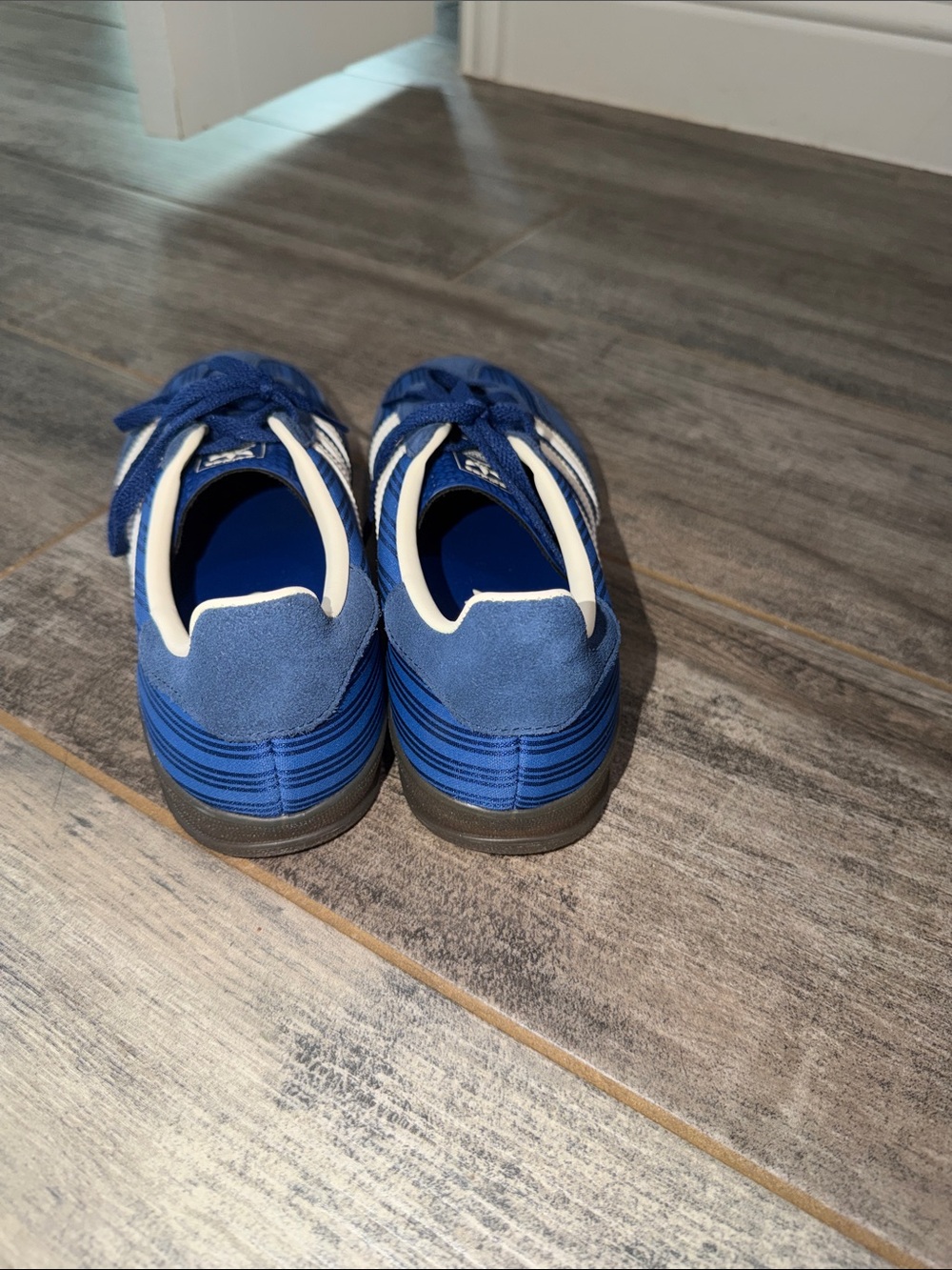 adidas Royal Blue Suede & Mesh Sneakers with White Stripes - Picture 5 of 7
